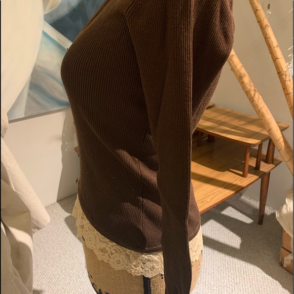 August Silk S brown sweater with lace - Picture 2 of 5